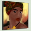 Superstar Universe, LLC Humanity Graphic Art Portfolio Portrait African American Female Headdress Jet Black Stretched Canvas 16 x 16